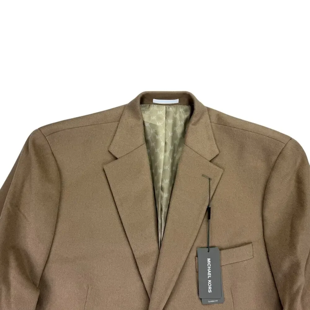 Michael Kors Mens Kipp Wool Cashmere Luxury Classic Fit Sport Coat Tan 46S